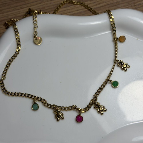 Stainless steel necklace like new, multicolor and gold
