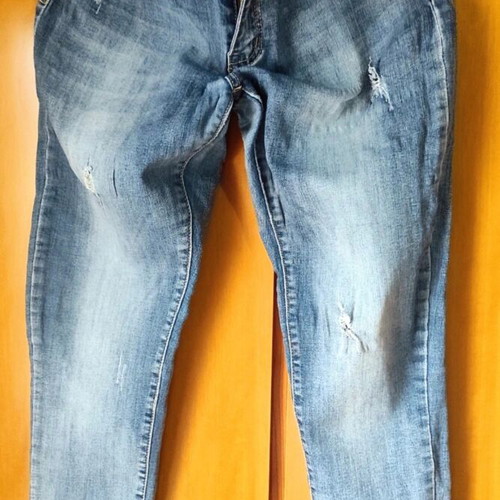 Women's jeans with rips used, size 48, blue