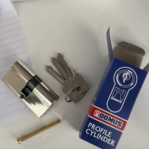Domus lock cylinder new with nickel finish and 3 keys