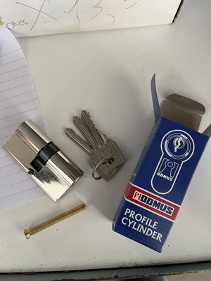 Domus lock cylinder new with nickel finish and 3 keys