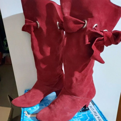 Leather suede boots like new, red, size 36