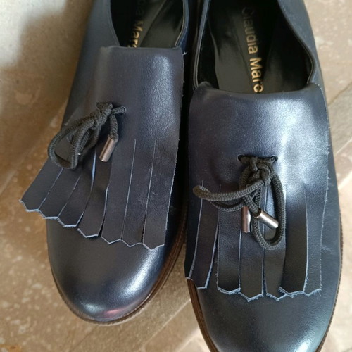 Loafers women used, leather, blue, Claudia Mare, size 39