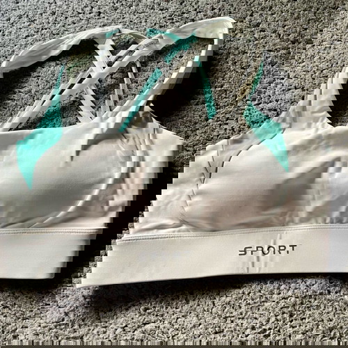 Sports bra like new, white and turquoise, size S/M