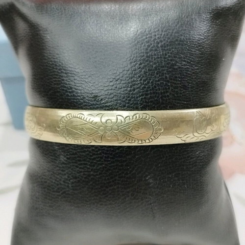 Antique handmade cuff bracelet used, gold color (~1900)
