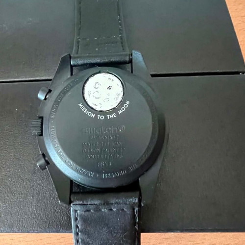 Swatch MoonSwatch Mission to the Moonphase watch, black and white