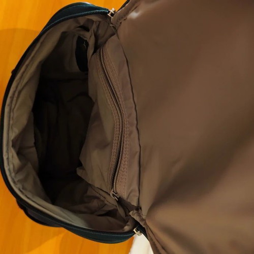 Delsey Visa mini backpack used, dark blue with leather details