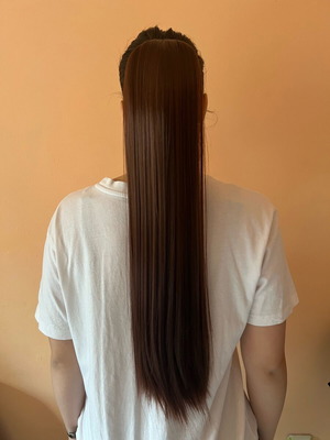 Extension ponytail hair new, reddish chestnut, 100g, 60cm