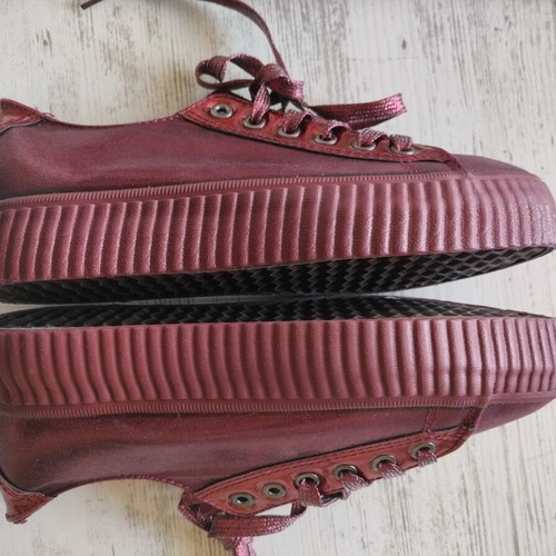 Women's sneakers burgundy with shine, new Made In Italia