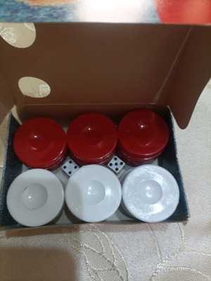 Dice and checkers new, white and red