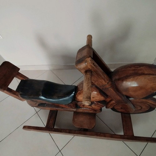 Handmade rocking motorcycle made of solid wood custom order