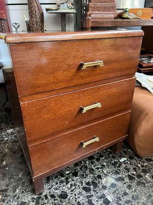 Wooden nightstand used with three shelves and glass base