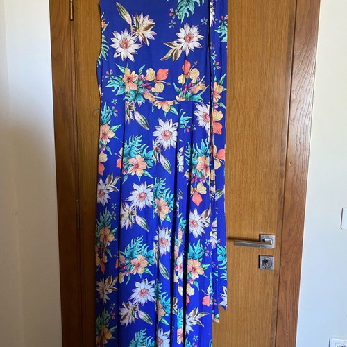 Zic Zac dress long sleeveless with buttons and belt used, blue floral, small