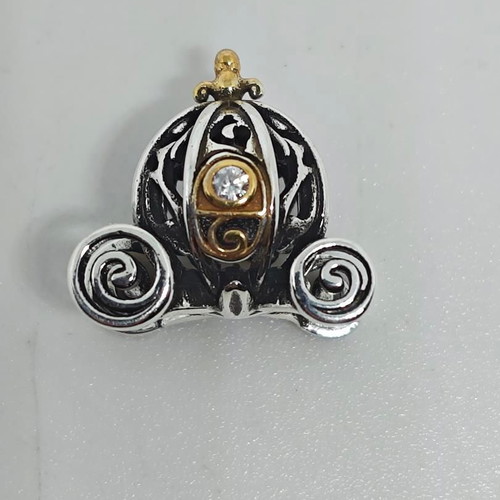 Cinderella Pumpkin Coach Charm 925 Silver with 14K Gold Details like new