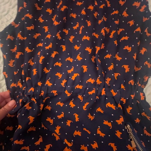 Vintage sleeveless mini dress like new with blue and orange prints