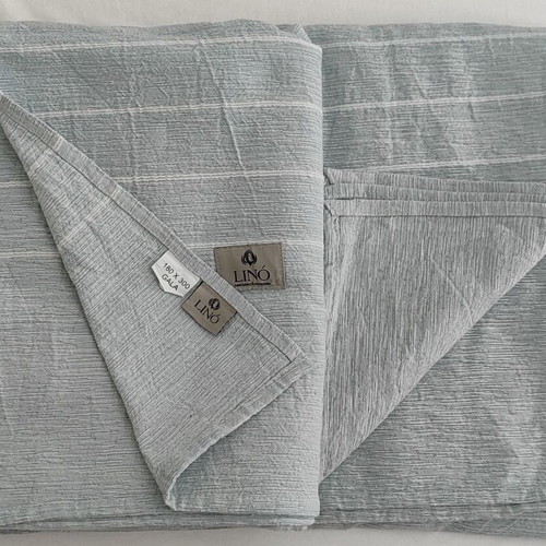 LINOhome Gala Sofa Cover Set new, linen, blue with white stripe