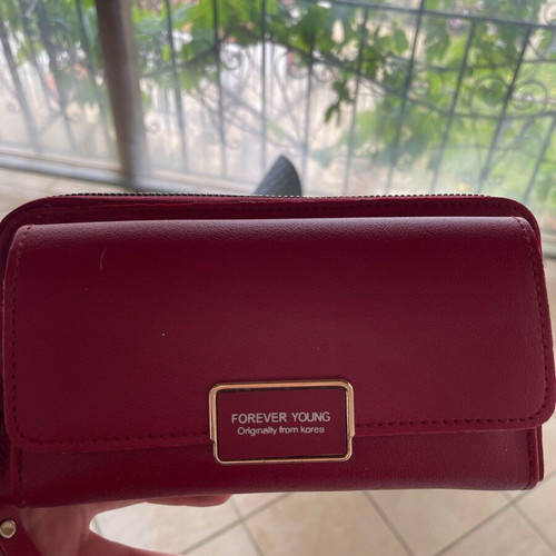 Burgundy wallet bag new with strap for hanging