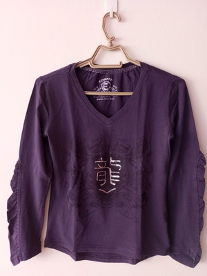 Edward Jeans women's long-sleeve purple blouse like new with ruched sleeves