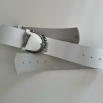 Leather Belt σαν καινούργιο, άσπρη δερμάτινη ζώνη μέσης 60-100cm
