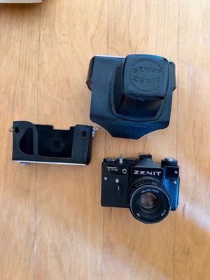 Zenit TTL 35mm SLR film camera used with leather case