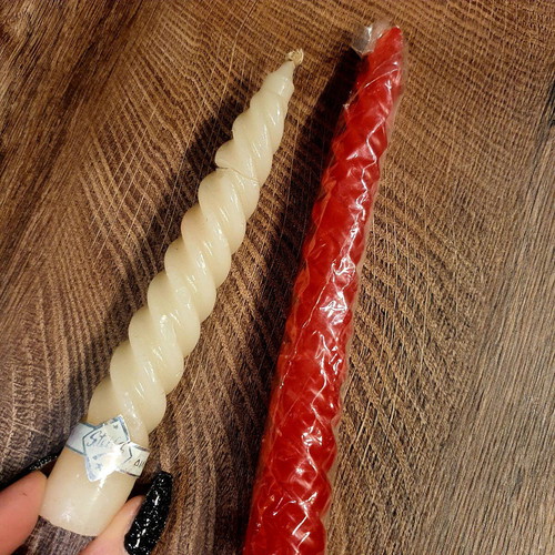 Christmas candles new, set of 3, red and white