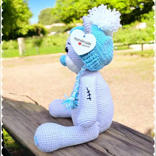 Bibou teddy bear made of hypoallergenic yarn, height 34 cm
