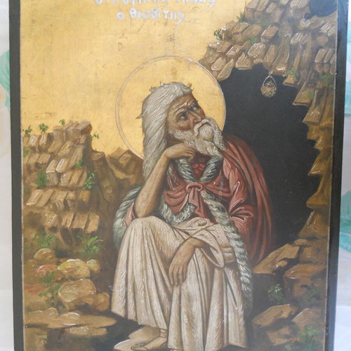 Prophet Elias icon used, Pantelis Panopoulos, oil on wood