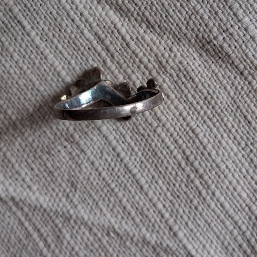 925 Silver Ring used with flowers and strass decoration