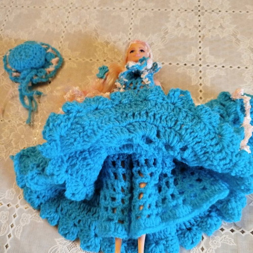 Doll with handmade dress and hat new