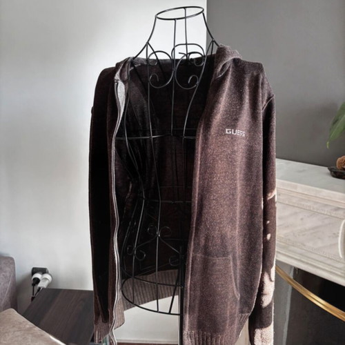 Guess wool women's zip-up jacket Large like new brown