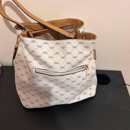 Shoulder and crossbody bag used, white-beige