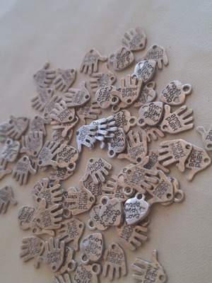 Hand and heart charms, pack of 79, handmade
