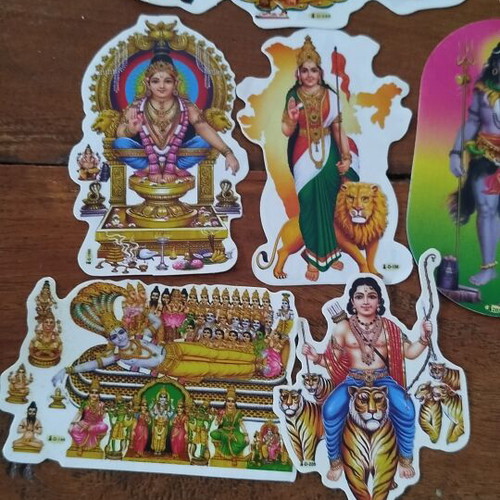Indian stickers pack of 10 with Hindu deities double-sided