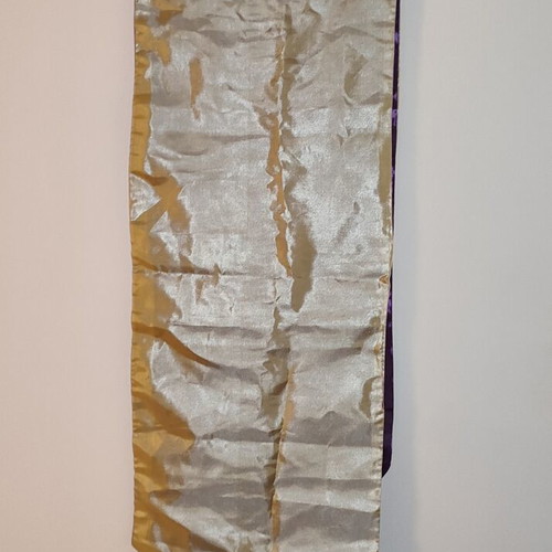 Double-Sided Boho Table Runner 2m x 33cm like new, purple and silver gold
