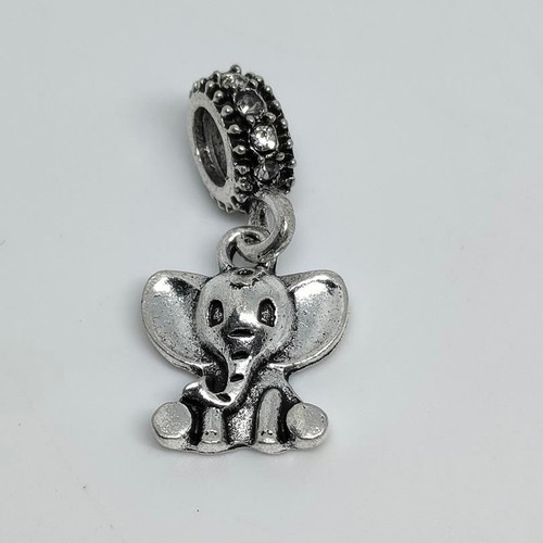 Silver Elephant Charm with Sparkling Rhinestones for Bracelet like new