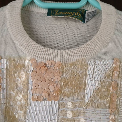 Leonard’s knitted women’s sweater used, off-white, size M