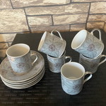 Greek coffee serving set 6 pieces blue with silver like new