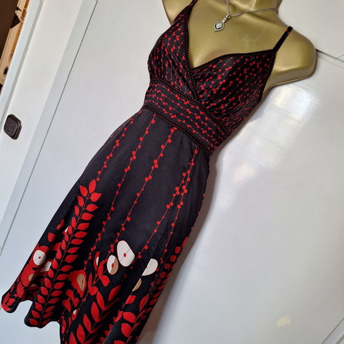 Ted Baker ladies silk dress with ribbon tie back size 3, like new