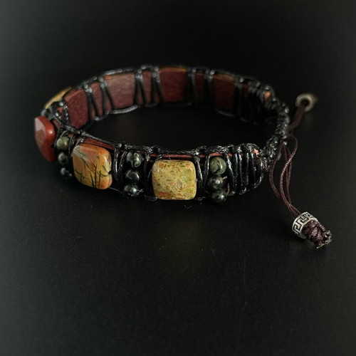 Men’s bracelet Energy of Change new with jasper, red jasper, unakite