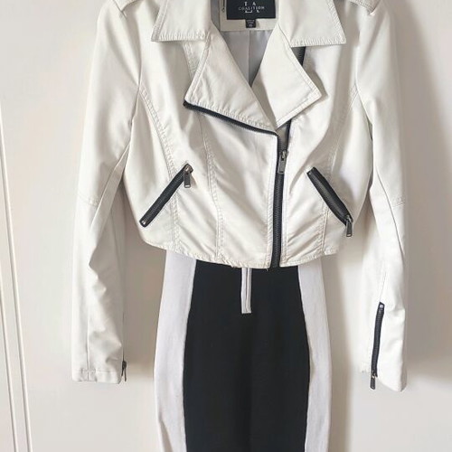 Set of jumpsuit and leather jacket new, size S and XS