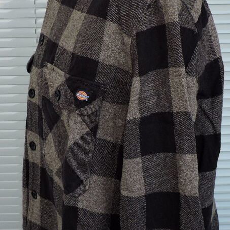 Dickies Mens Long Sleeve Shirt Grey Black Cotton Like New Size XL XXL