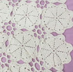 Handmade crocheted table linen used, beige 65×76 cm