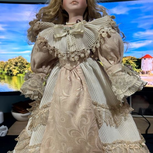 Porcelain vintage doll 46cm
