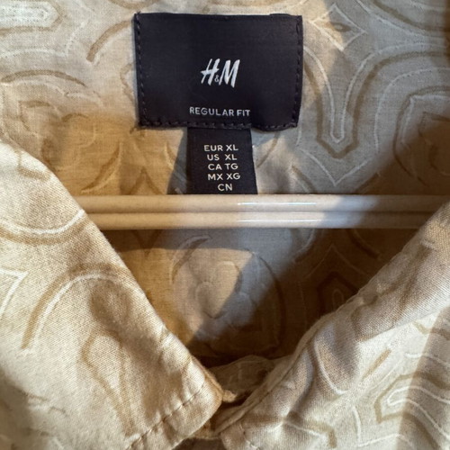 H&M men's button shirt XL, beige