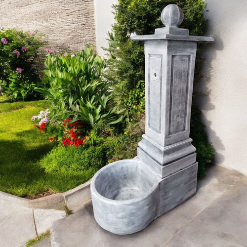 Outdoor garden fountain Selena in white and gray, new