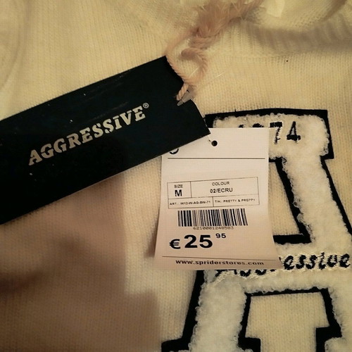 Wool sweater warm with blue Aggressive, new, white size M