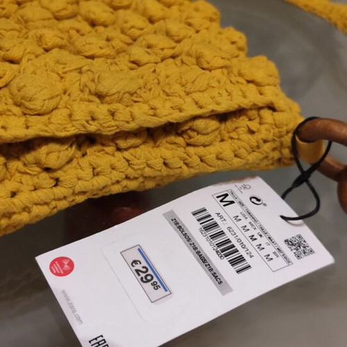 Zara yellow knitted summer shoulder bag new