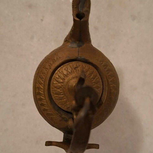 Brass Ottoman Oil Lamp Used with Embossed Patterns