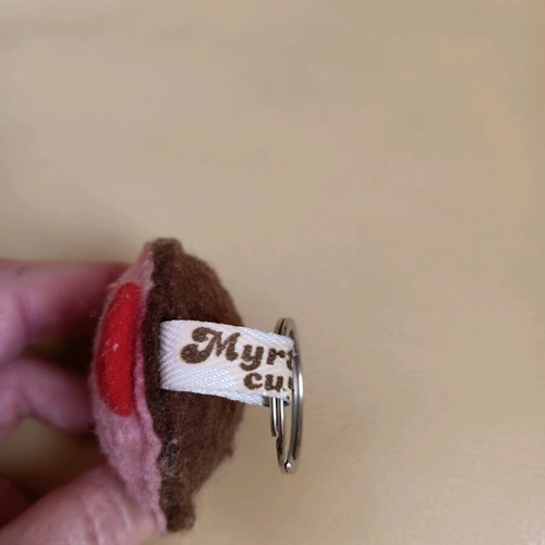 Cupcake key holder new felt in brown-red-pink colors