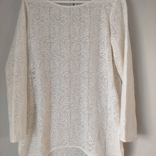 Zara blouse large transparent ecru like new with long sleeves