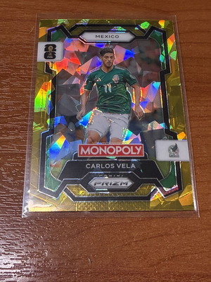 2026 Panini Prizm Monopoly FIFA World Cup Carlos Vela Gold Cracked Ice Mexico #53 new